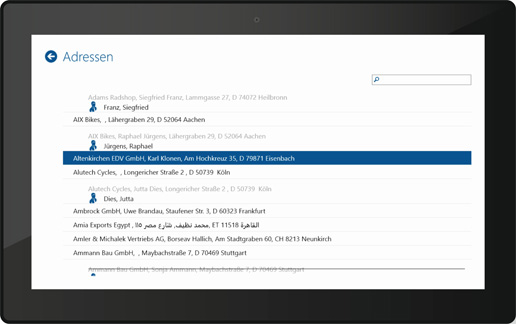 CRM Adressliste fr Mobile und Tablet