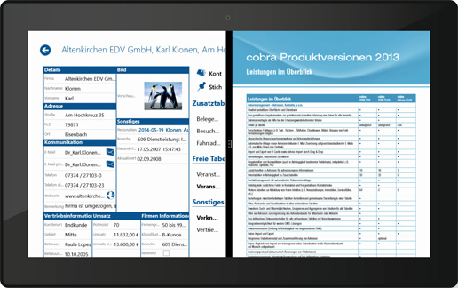 Mobile und Tablet CRM Dokument von cobra